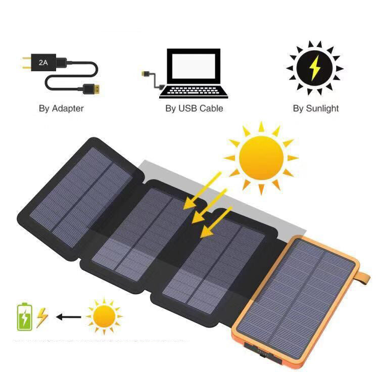 Cross-border foldable solar power bank large capacity waterproof outdoor lighting power bank 20000 mAh