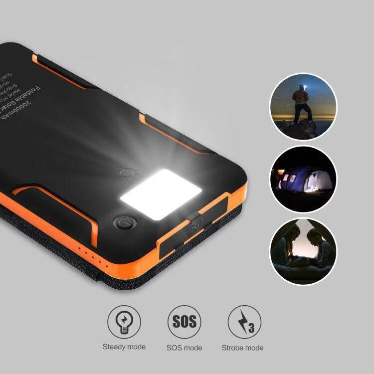 Cross-border foldable solar power bank large capacity waterproof outdoor lighting power bank 20000 mAh